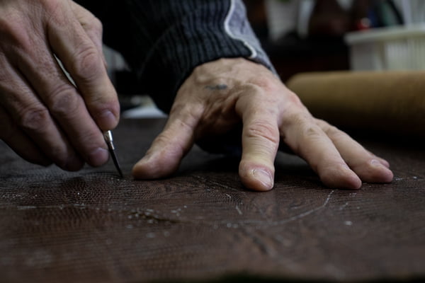 cutting leather for sneakers